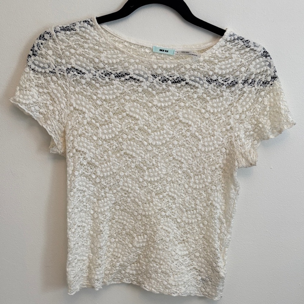 Kimchi Blue Lace Knit Top – Cream – Size L (Runs Small)